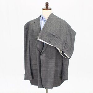 Joseph Abboud 60R 56 Gray Full Suit 2-Button Check R530